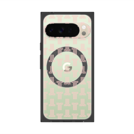 プレミアムスクエアケース with Pixelsnap［ LANVIN en Bleu - Monogram - Pink ］