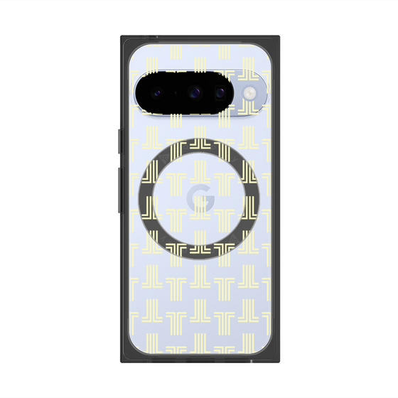 プレミアムスクエアケース with Pixelsnap［ LANVIN en Bleu - Monogram - Yellow ］