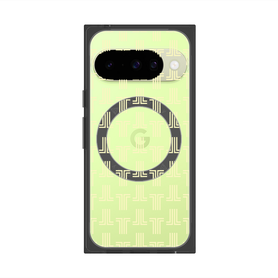 プレミアムスクエアケース with Pixelsnap［ LANVIN en Bleu - Monogram - Yellow ］