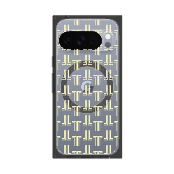 プレミアムスクエアケース with Pixelsnap［ LANVIN en Bleu - Monogram - Yellow ］