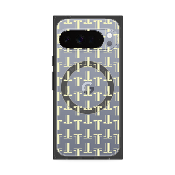 プレミアムスクエアケース with Pixelsnap［ LANVIN en Bleu - Monogram - Yellow ］