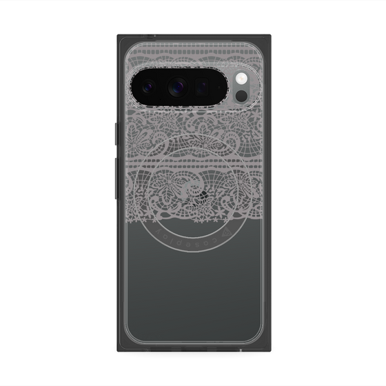 プレミアムスクエアケース with Pixelsnap［ LANVIN en Bleu - Lace - Black ］
