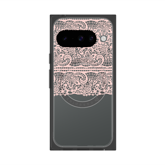 プレミアムスクエアケース with Pixelsnap［ LANVIN en Bleu - Lace - Pink ］