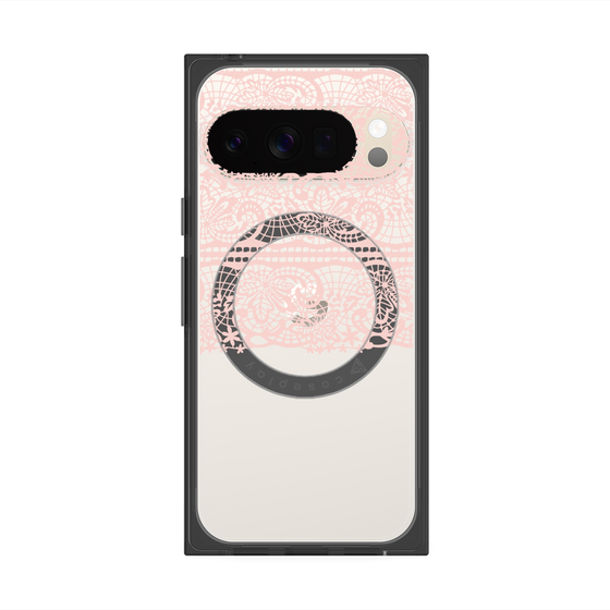 プレミアムスクエアケース with Pixelsnap［ LANVIN en Bleu - Lace - Pink ］
