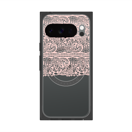 プレミアムスクエアケース with Pixelsnap［ LANVIN en Bleu - Lace - Pink ］