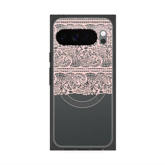 プレミアムスクエアケース with Pixelsnap［ LANVIN en Bleu - Lace - Pink ］
