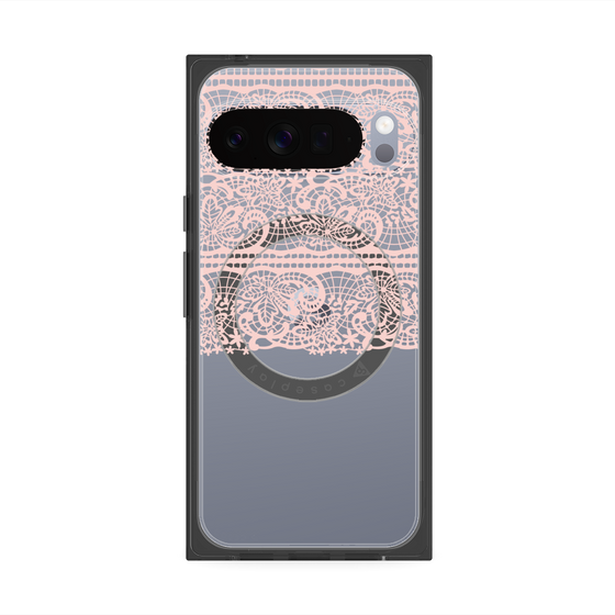プレミアムスクエアケース with Pixelsnap［ LANVIN en Bleu - Lace - Pink ］