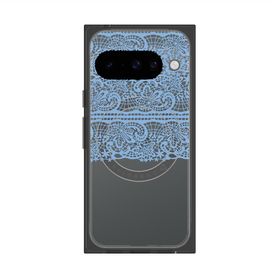 プレミアムスクエアケース with Pixelsnap［ LANVIN en Bleu - Lace - Blue ］