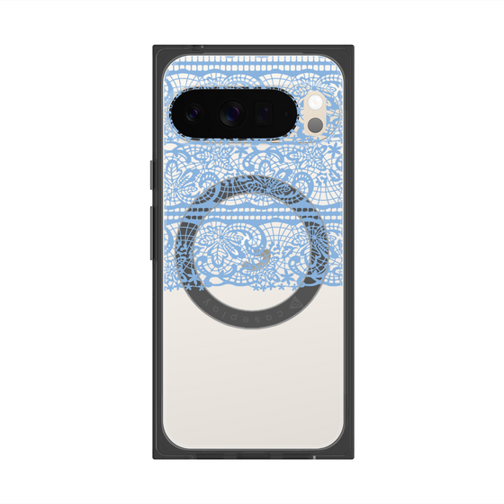 プレミアムスクエアケース with Pixelsnap［ LANVIN en Bleu - Lace - Blue ］