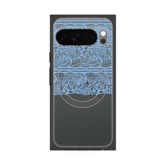 プレミアムスクエアケース with Pixelsnap［ LANVIN en Bleu - Lace - Blue ］