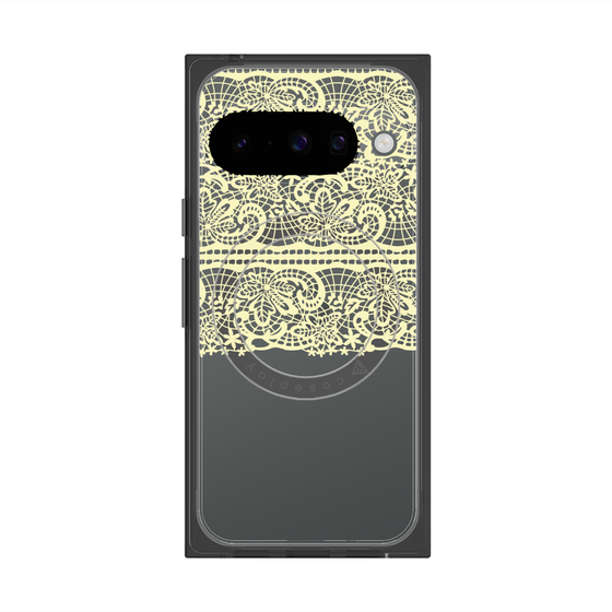 プレミアムスクエアケース with Pixelsnap［ LANVIN en Bleu - Lace - Yellow ］