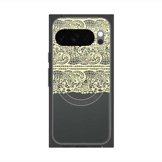 プレミアムスクエアケース with Pixelsnap［ LANVIN en Bleu - Lace - Yellow ］