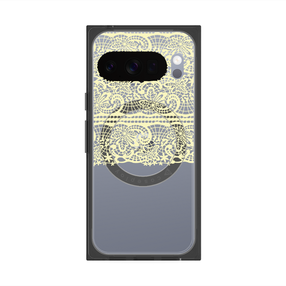 プレミアムスクエアケース with Pixelsnap［ LANVIN en Bleu - Lace - Yellow ］