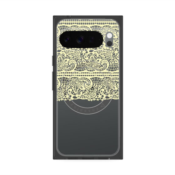 プレミアムスクエアケース with Pixelsnap［ LANVIN en Bleu - Lace - Yellow ］