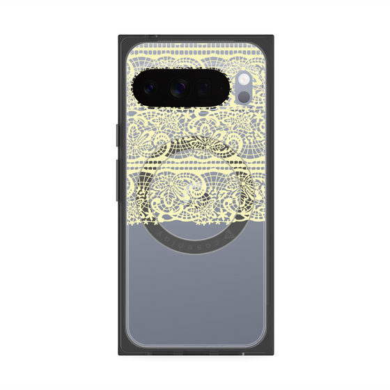 プレミアムスクエアケース with Pixelsnap［ LANVIN en Bleu - Lace - Yellow ］