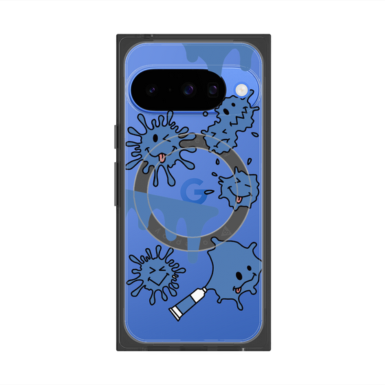 プレミアムスクエアケース with Pixelsnap［ PAINTING SMILE Blue ］