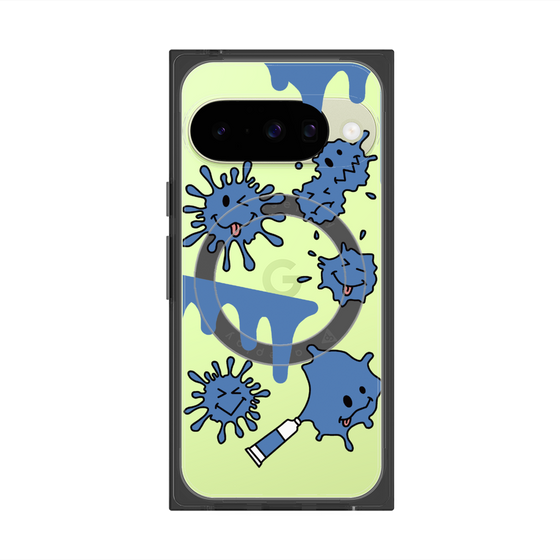 プレミアムスクエアケース with Pixelsnap［ PAINTING SMILE Blue ］