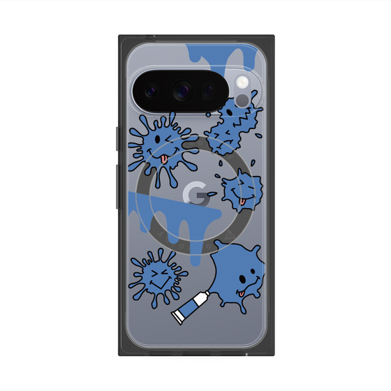 プレミアムスクエアケース with Pixelsnap［ PAINTING SMILE Blue ］