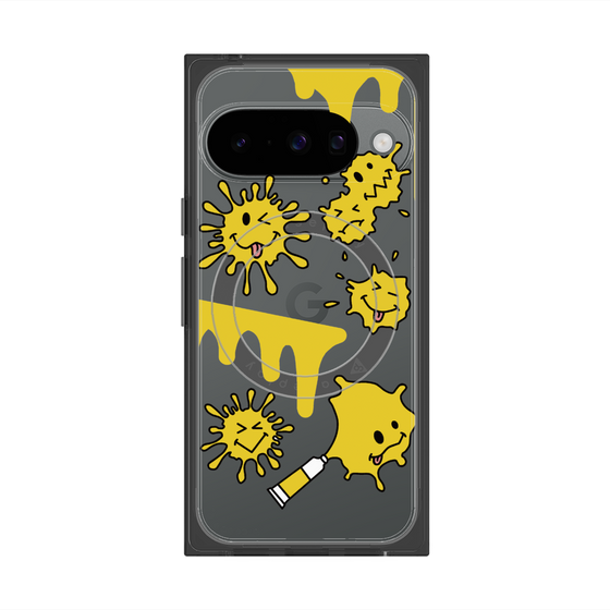プレミアムスクエアケース with Pixelsnap［ PAINTING SMILE Yellow ］