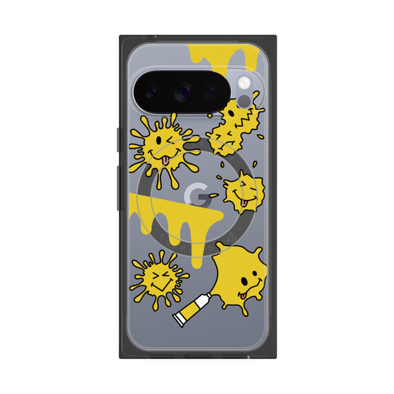 プレミアムスクエアケース with Pixelsnap［ PAINTING SMILE Yellow ］