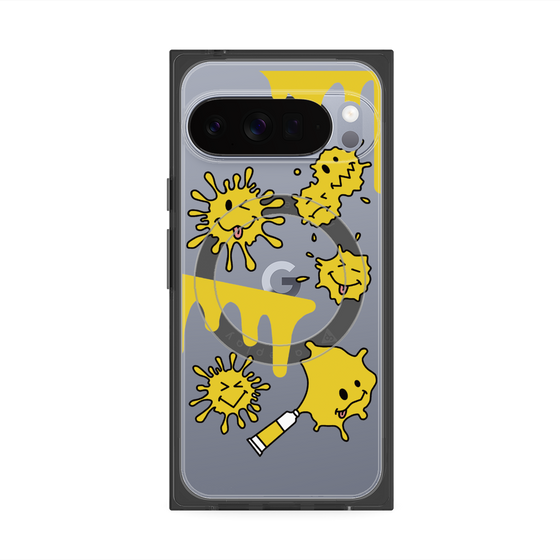 プレミアムスクエアケース with Pixelsnap［ PAINTING SMILE Yellow ］