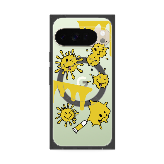 プレミアムスクエアケース with Pixelsnap［ PAINTING SMILE Yellow ］