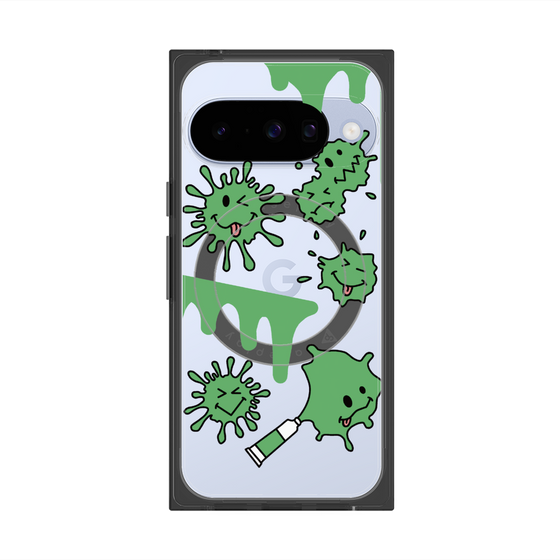 プレミアムスクエアケース with Pixelsnap［ PAINTING SMILE Green ］