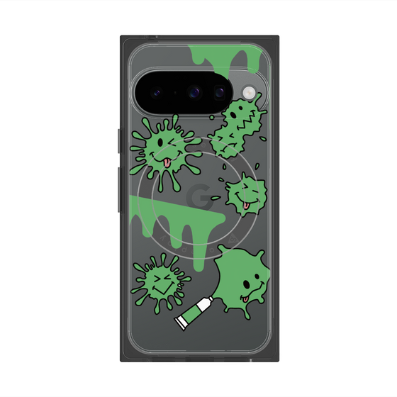 プレミアムスクエアケース with Pixelsnap［ PAINTING SMILE Green ］