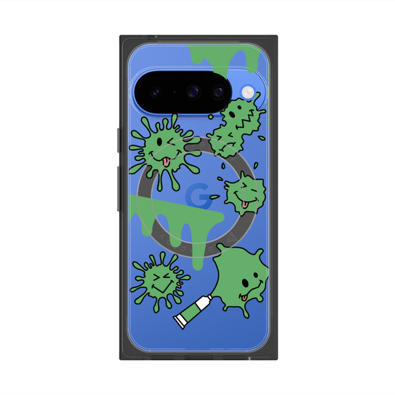 プレミアムスクエアケース with Pixelsnap［ PAINTING SMILE Green ］