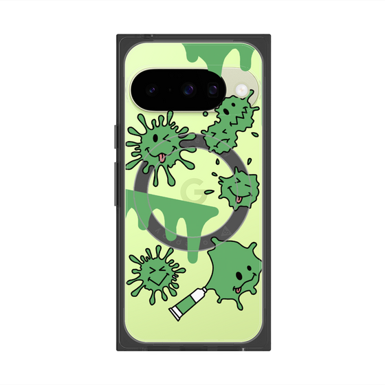 プレミアムスクエアケース with Pixelsnap［ PAINTING SMILE Green ］