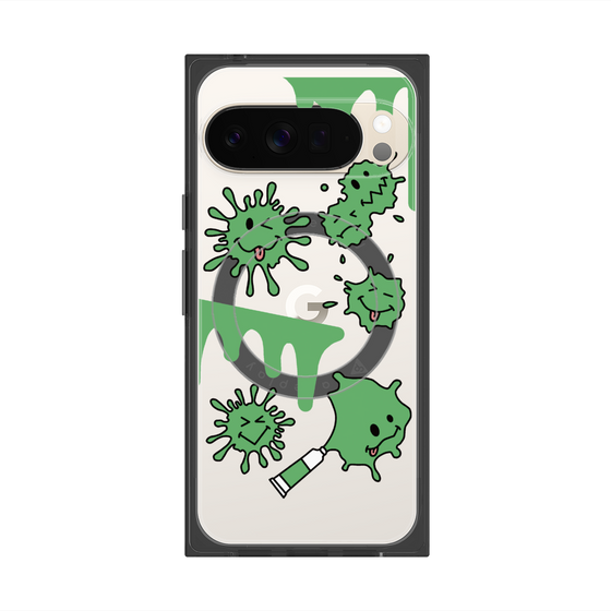 プレミアムスクエアケース with Pixelsnap［ PAINTING SMILE Green ］