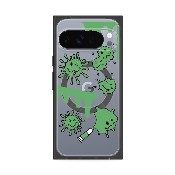 プレミアムスクエアケース with Pixelsnap［ PAINTING SMILE Green ］