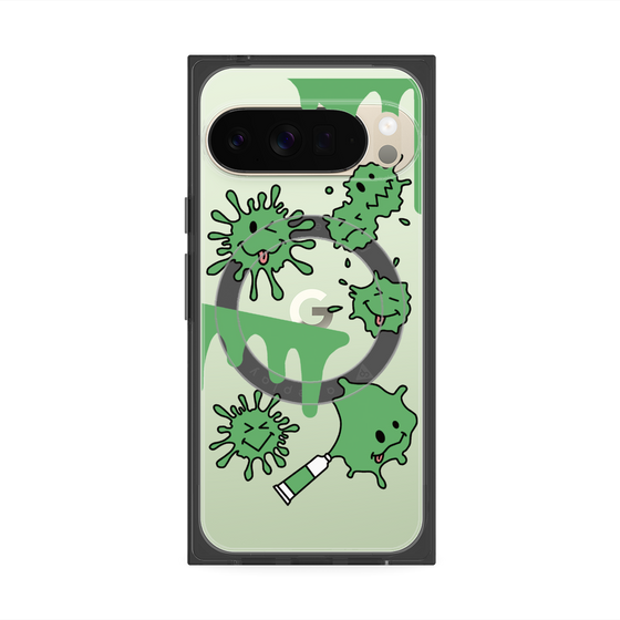 プレミアムスクエアケース with Pixelsnap［ PAINTING SMILE Green ］
