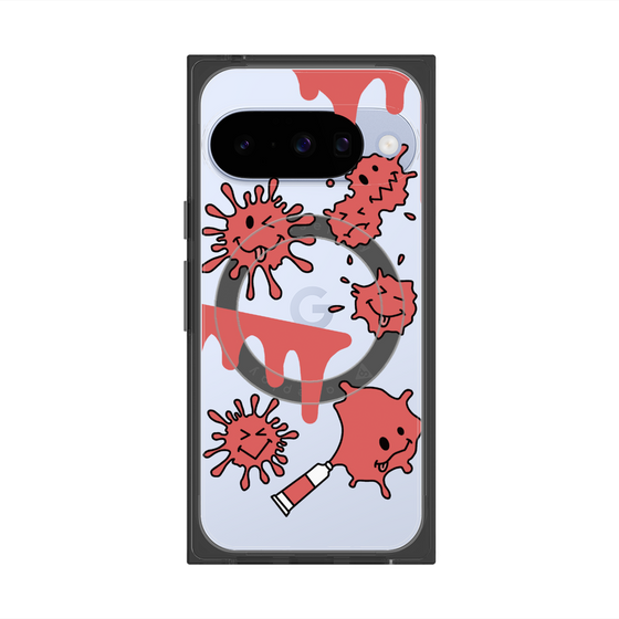 プレミアムスクエアケース with Pixelsnap［ PAINTING SMILE Red ］