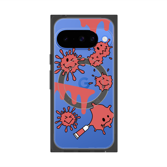 プレミアムスクエアケース with Pixelsnap［ PAINTING SMILE Red ］