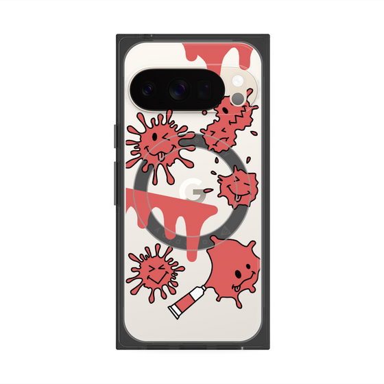 プレミアムスクエアケース with Pixelsnap［ PAINTING SMILE Red ］