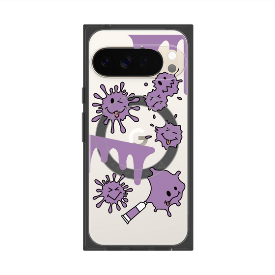 プレミアムスクエアケース with Pixelsnap［ PAINTING SMILE Purple ］