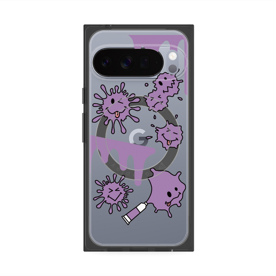 プレミアムスクエアケース with Pixelsnap［ PAINTING SMILE Purple ］
