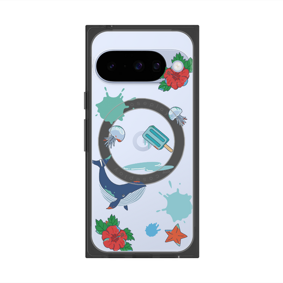 プレミアムスクエアケース with Pixelsnap［ DRAWING PAPER Blue ］