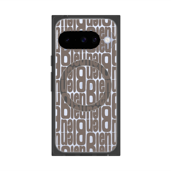 プレミアムスクエアケース with Pixelsnap［ LANVIN en Bleu - Logo Pattern - Black ］