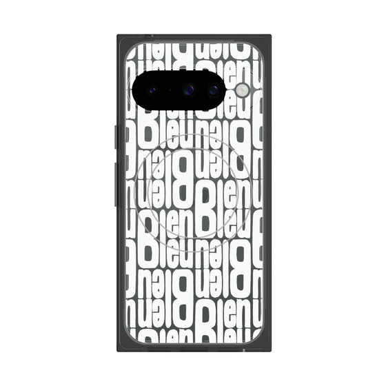 プレミアムスクエアケース with Pixelsnap［ LANVIN en Bleu - Logo Pattern - White ］