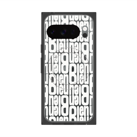 プレミアムスクエアケース with Pixelsnap［ LANVIN en Bleu - Logo Pattern - White ］