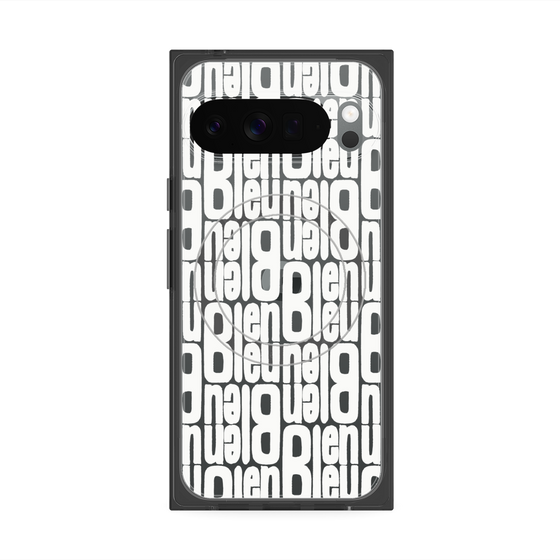 プレミアムスクエアケース with Pixelsnap［ LANVIN en Bleu - Logo Pattern - White ］