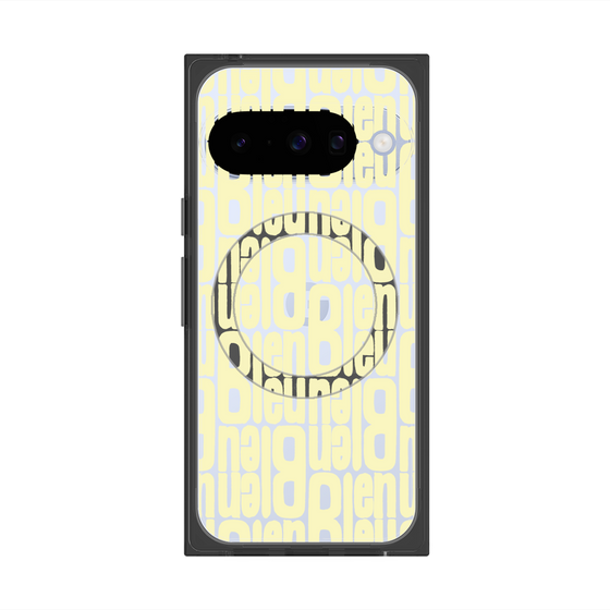 プレミアムスクエアケース with Pixelsnap［ LANVIN en Bleu - Logo Pattern - Yellow ］