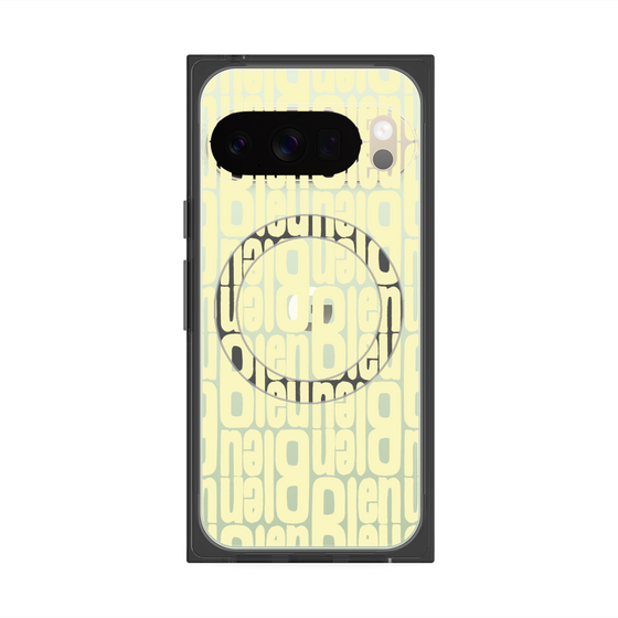 プレミアムスクエアケース with Pixelsnap［ LANVIN en Bleu - Logo Pattern - Yellow ］