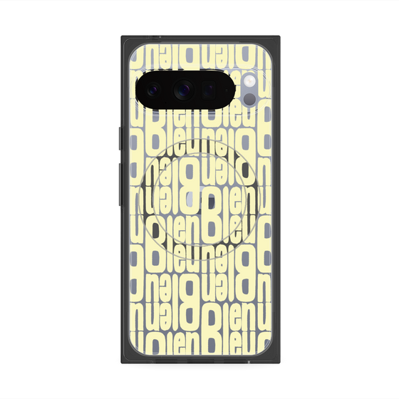 プレミアムスクエアケース with Pixelsnap［ LANVIN en Bleu - Logo Pattern - Yellow ］
