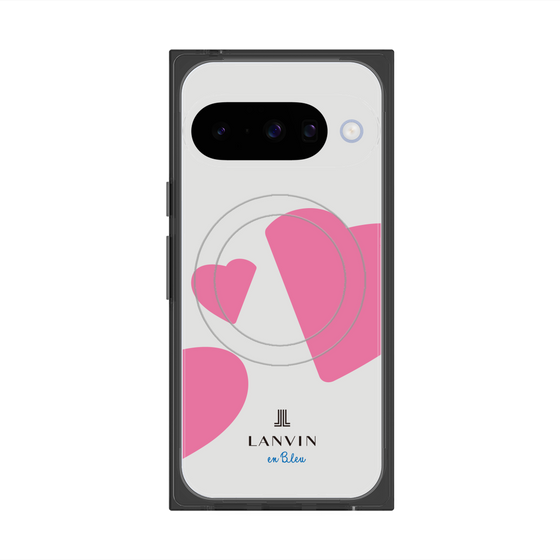 プレミアムスクエアケース with Pixelsnap［ LANVIN en Bleu Hearts Pink - ランバン ハート ピンク ］