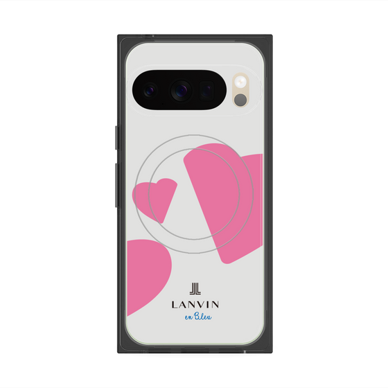 プレミアムスクエアケース with Pixelsnap［ LANVIN en Bleu Hearts Pink - ランバン ハート ピンク ］