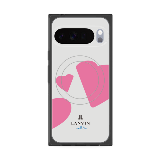 プレミアムスクエアケース with Pixelsnap［ LANVIN en Bleu Hearts Pink - ランバン ハート ピンク ］