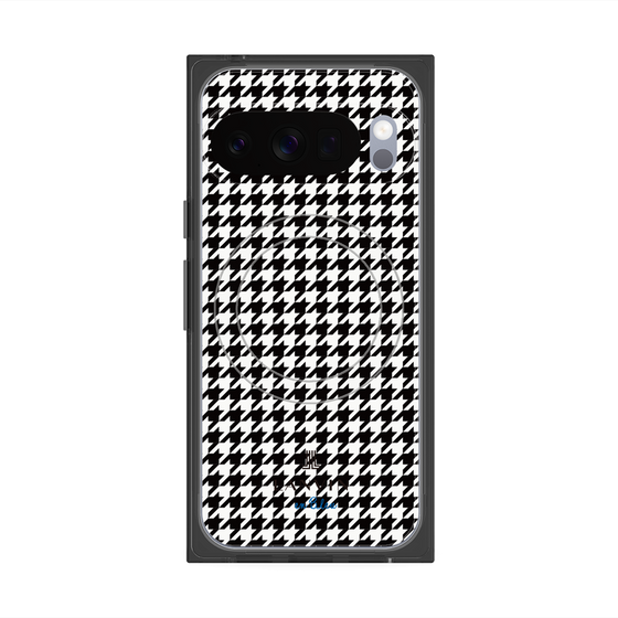 プレミアムスクエアケース with Pixelsnap［ Houndstooth Pattern Black with LANVIN en Bleu logo- ランバン 千鳥格子柄 ブラック ］
